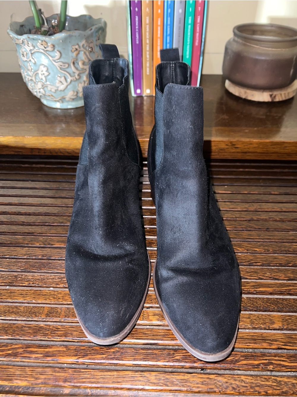 LOFT Black Suede Ankle Boots